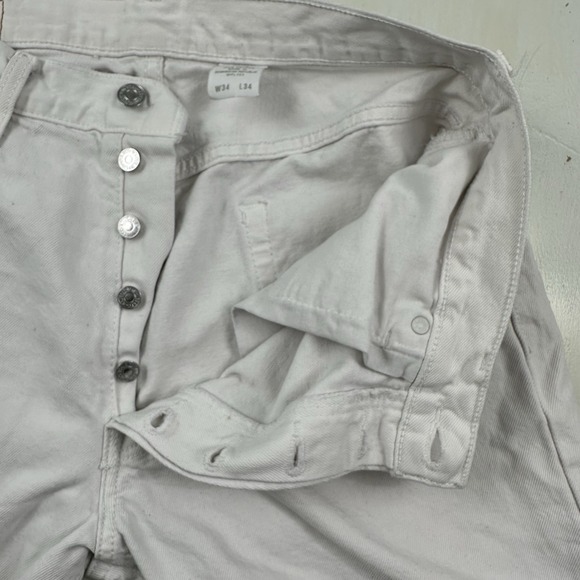 VTG Levi's 501 White Jeans Men Actual 32x26 Button Fly Straight 100% Cotton Y2K - Picture 12 of 16